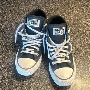 Converse Black and White High-Top Sneakers, size 6.5 women’s